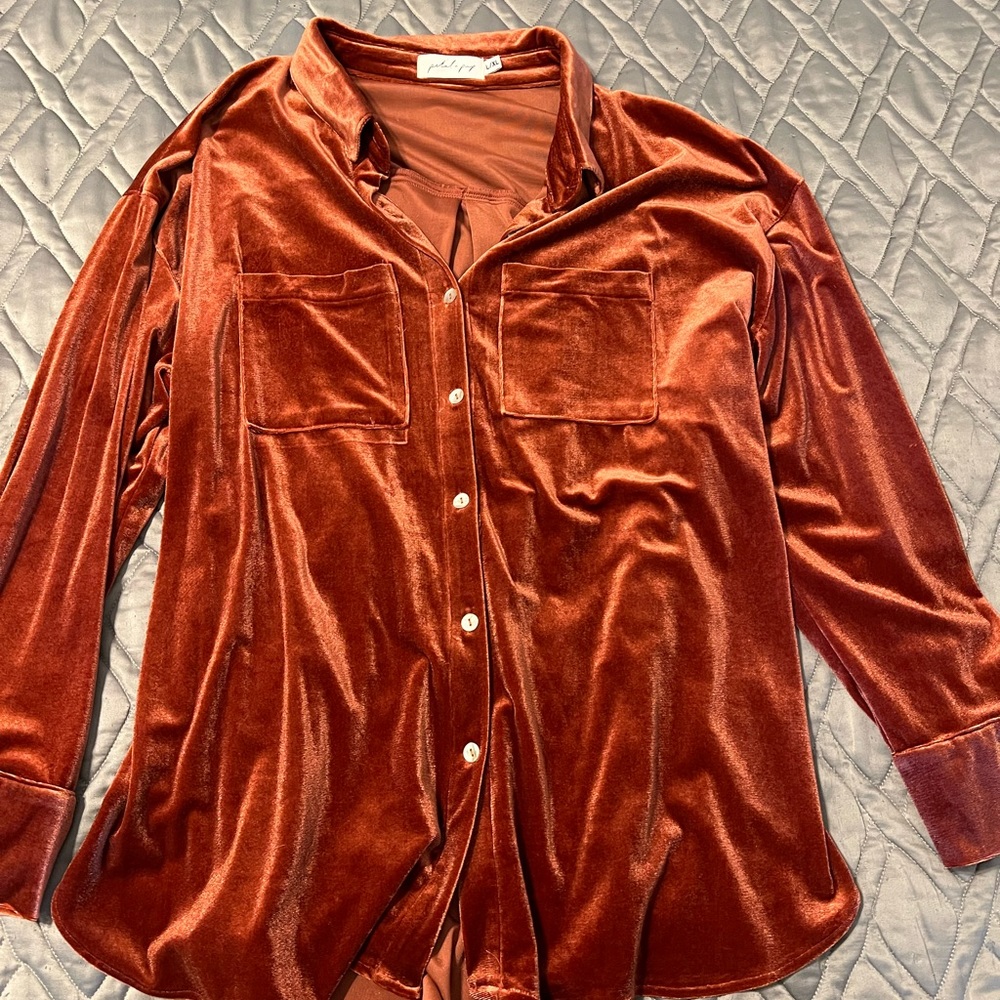 Petal & Pup Velvet Button Down